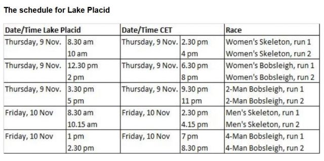 schedule for Lake Placid e1510052422940